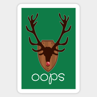 Oops Red Nose Reindeer Trophy Funny Christmas Parody Sticker